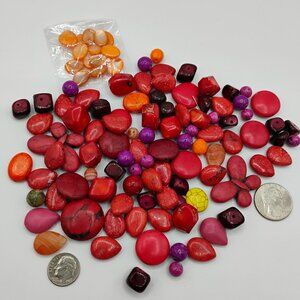 Red yellow orange purple beads 110 pieces